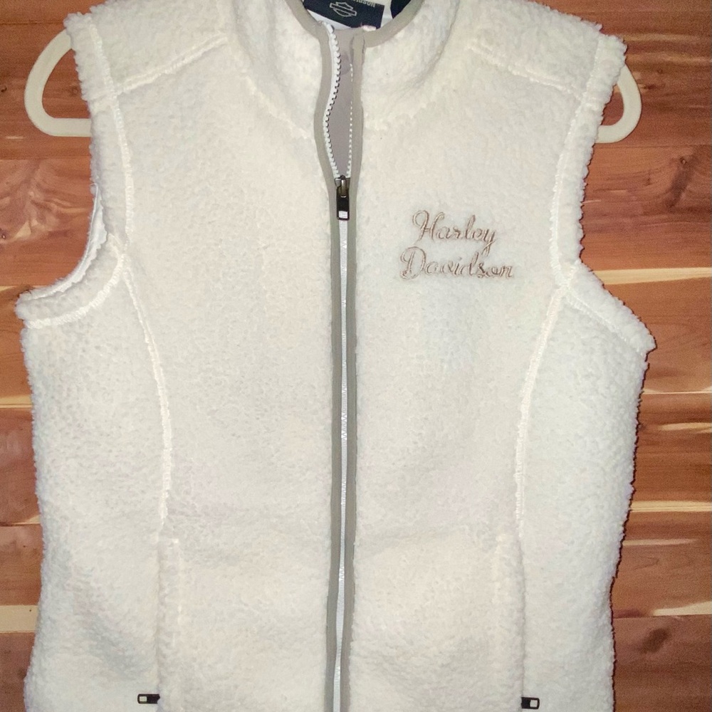 Harley Davidson White Fleece Vest